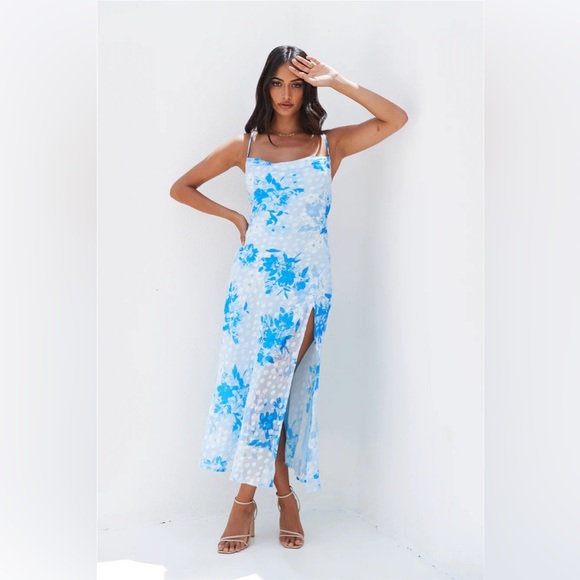 NWT Hello Molly Into Spring MIDI Dress Blue. Cowl neck size US2 AU6 XS/Small - Picture 5 of 9